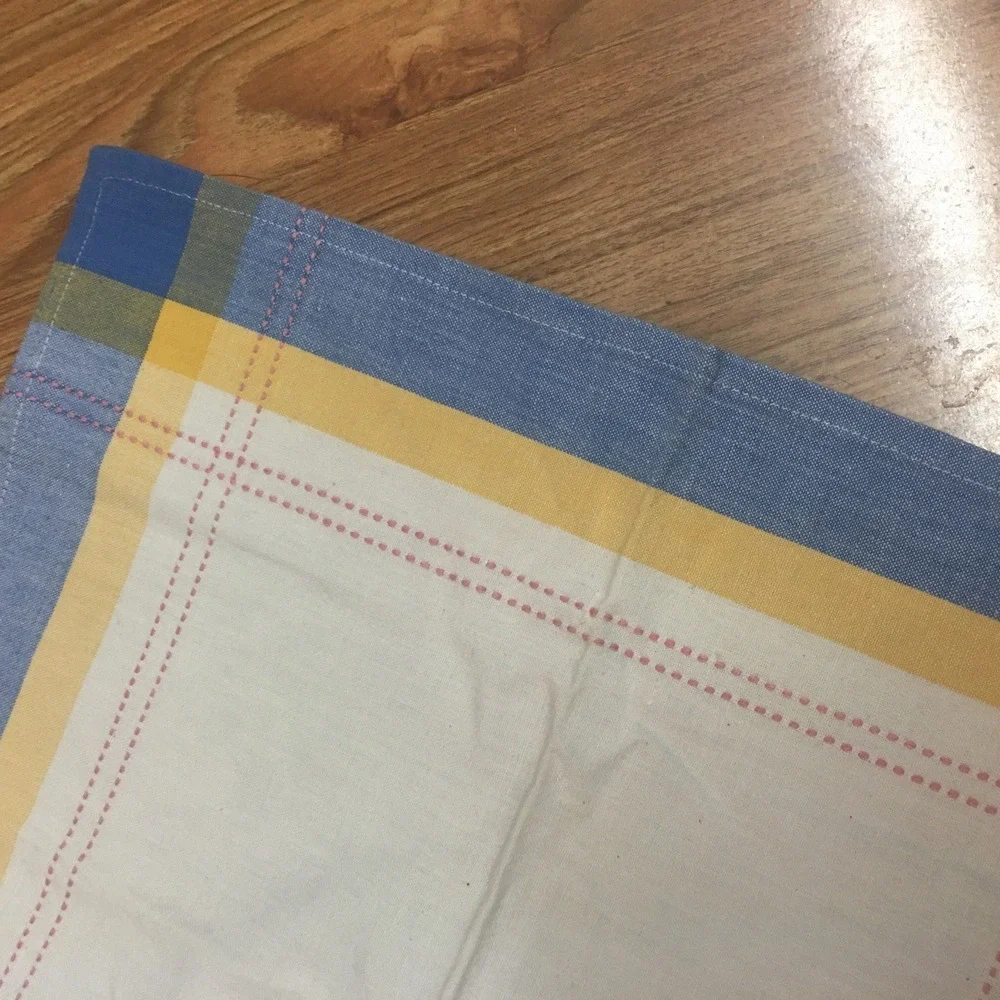Set of 7 Plaid Cotton Napkins Yellow Blue Pink Check Farmhouse Cottage Core